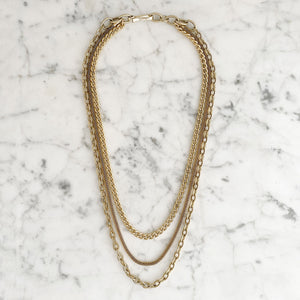 ALFIE triple strand gold layered necklace-GREEN BIJOU