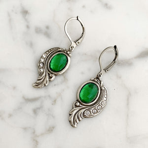 AUGUSTINE Art Nouveau emerald earrings-GREEN BIJOU