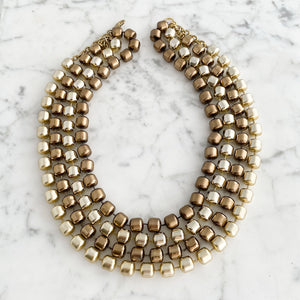 BIANCA gold and taupe statement necklace - 