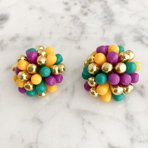 CHRISTINA colourful cluster clip earrings