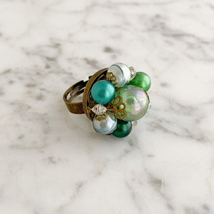 CORDOVA green pearl cocktail ring - 