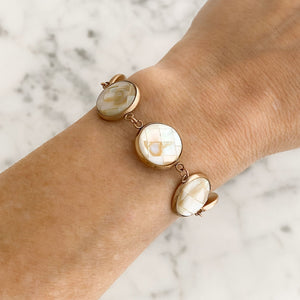 DOMINGA Navajo mother of pearl rose gold bracelet - 