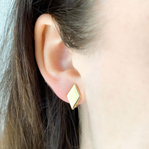 GASTON diamond shaped gold tone clip earrings - 