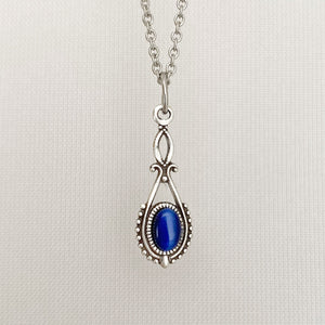 GAVIN silver and blue cat eye pendant - 