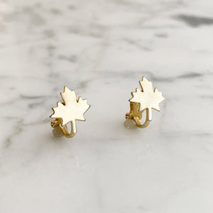 GLOVER gold leaf clip earrings-GREEN BIJOU