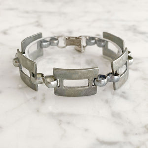 GOODWIN oxidized silver link bracelet-GREEN BIJOU