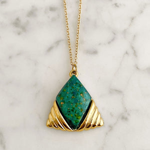 HANSON green triangle pendant necklace-GREEN BIJOU