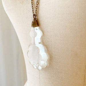 HARRIS-3 crystal chandelier pendant necklace-GREEN BIJOU