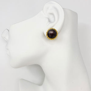IVERSON vintage dark aubergine clip earrings - 
