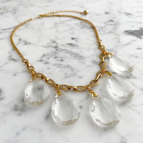 Clear crystal bead necklace sales