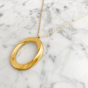 JESSE vintage gold hoop pendant necklace-GREEN BIJOU