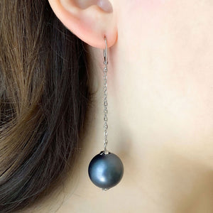 JOFFRE slate blue/grey ball drop earrings - 