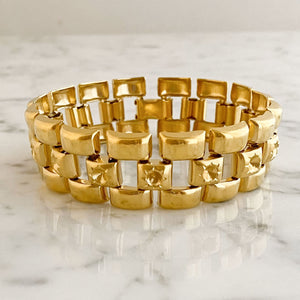JORIE vintage wide gold bracelet-GREEN BIJOU