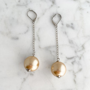 KINGSLEY peachy taupe ball drop earrings - 