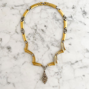 LEIGHTON gold and rhinestone necklace-GREEN BIJOU