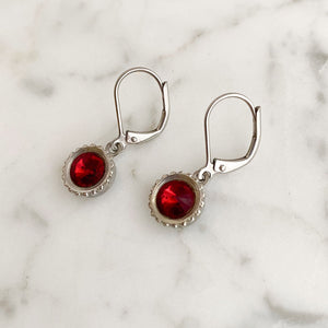 LOWRY vintage silver and red drop earrings - 