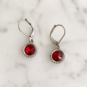 LOWRY vintage silver and red drop earrings-GREEN BIJOU
