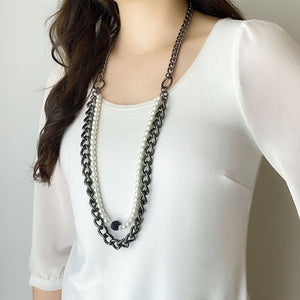 MALA 2 in 1 pearl and hematite necklace - 