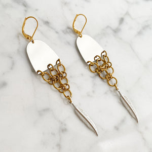 MONOHAN silver and brass fishtail earrings - 