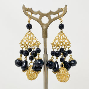 MONTROSE vintage gold and black chandelier earrings - 