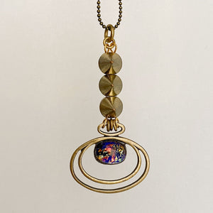 PIA fire opal and bronze pendant necklace - 