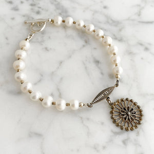 RICHELLE sterling freshwater pearl bracelet - 