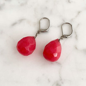 SASHA cherry quartz teardrop earrings - 