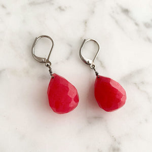 SASHA cherry quartz teardrop earrings - 