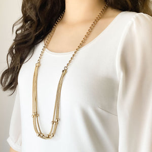 SEYMOUR gold long layered necklace set - 