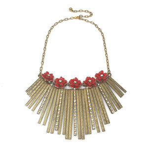 ARABELLA red flower statement necklace - 