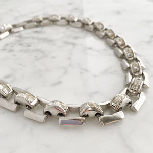 AVONDALE silver rhinestone chain necklace - 