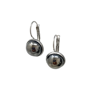 BENTON silver and hematite drop earrings-GREEN BIJOU