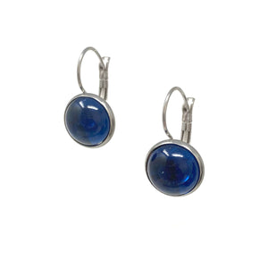 BENTON silver and sapphire blue drop earrings-GREEN BIJOU