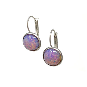 BENTON silver opal drop earrings-GREEN BIJOU