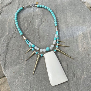 CATORI vintage bone and turquoise necklace - 