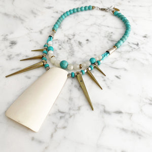 CATORI vintage bone and turquoise necklace - 