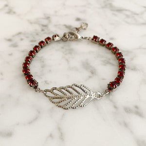 GABRIELLA red rhinestone leaf bracelet - 