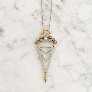 GARCIA silver triangle pendant necklace-GREEN BIJOU