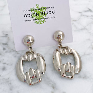 KARINA silver statement earrings-GREEN BIJOU
