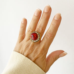 NATHAN vintage red rivoli cocktail ring - 