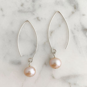 NYAH pink freshwater pearl sterling earrings-GREEN BIJOU