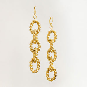 REYES statement gold chain earrings-GREEN BIJOU