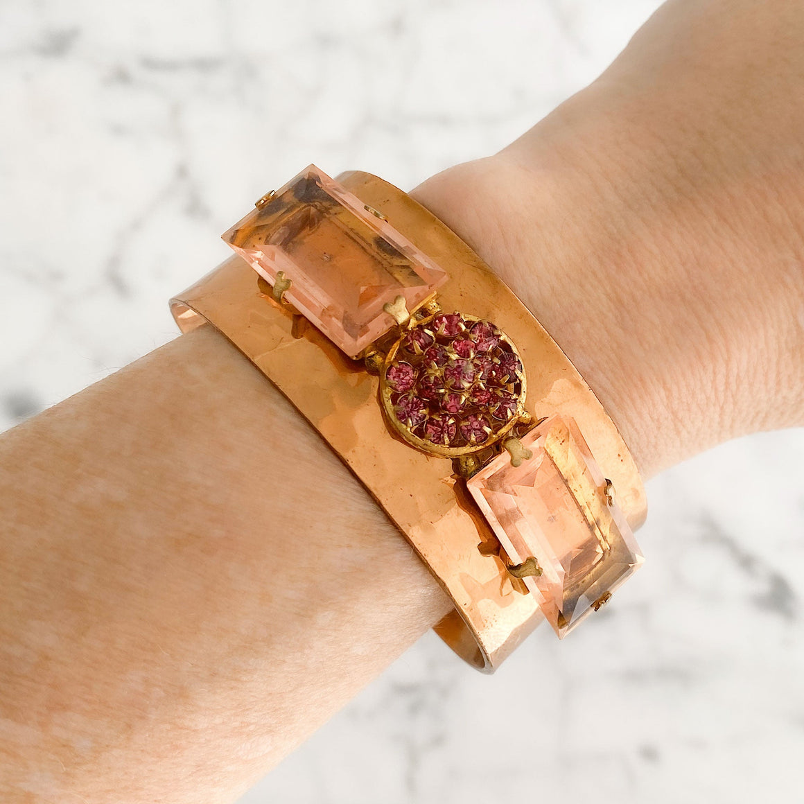 SHANNON vintage copper cuff bracelet-GREEN BIJOU