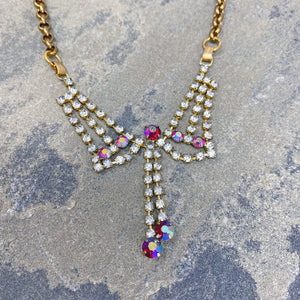 STEPHANIE rhinestone V necklace - 