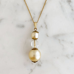 VERONICA vintage pearl necklace-GREEN BIJOU