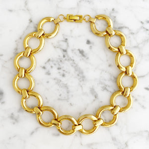 WHITNEY gold circle choker necklace-GREEN BIJOU