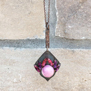 ZANDER pink purple pendant necklace - 