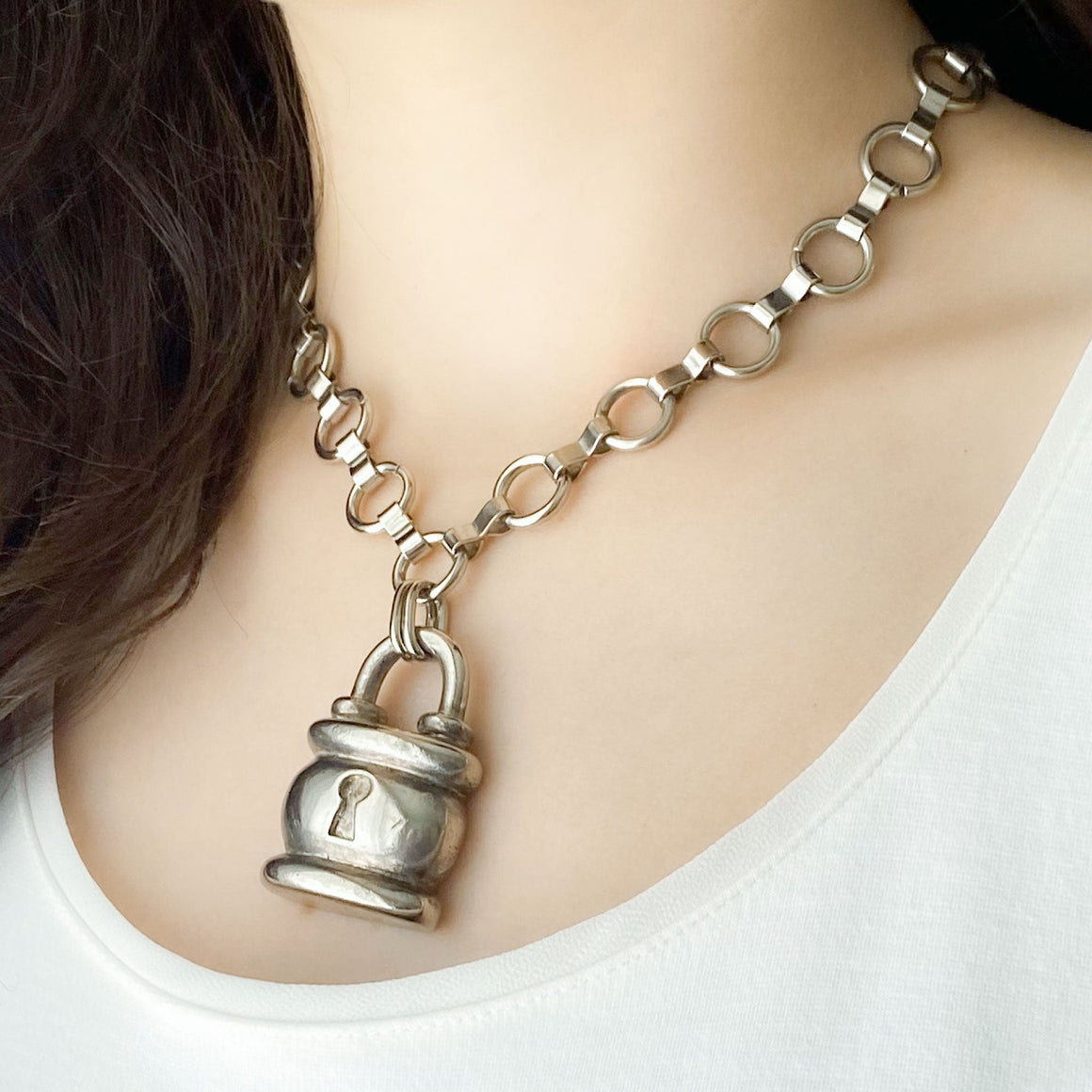 AGATHA vintage lock necklace-GREEN BIJOU