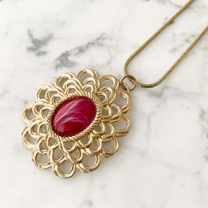 AGNES statement gold and fuchsia pendant - 