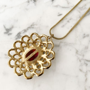 AGNES statement gold and fuchsia pendant - 